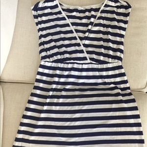 Navy white stripe cover up dress small